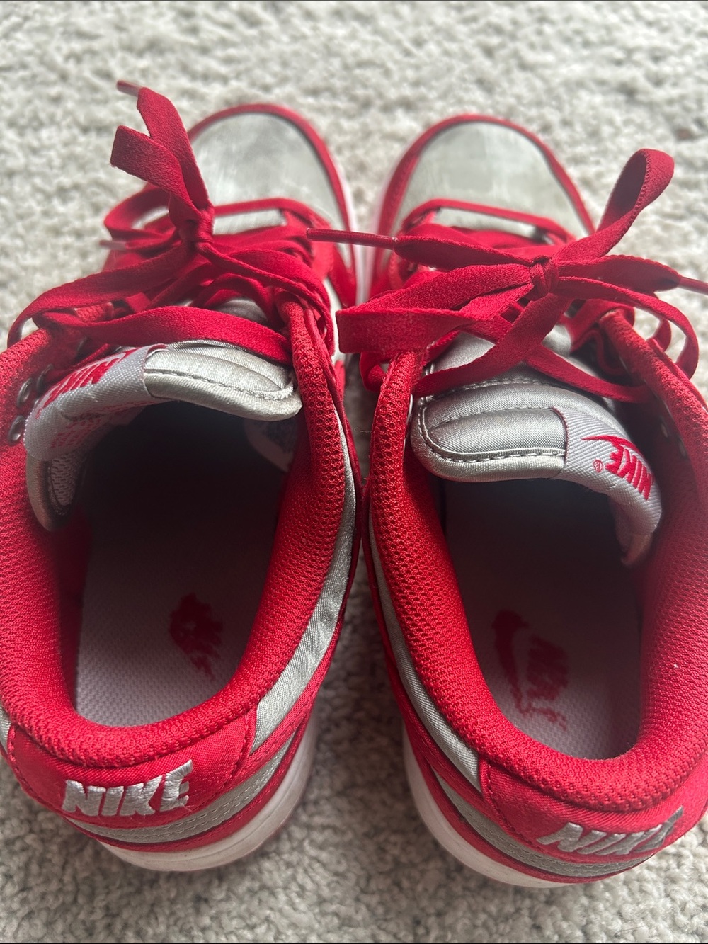 Women’s Nike Dunk Sneakers in Red and Gray - Picture 5 of 6